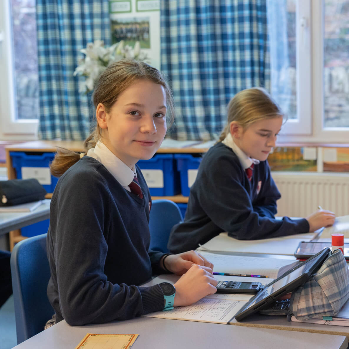 Girls working in the classroom
